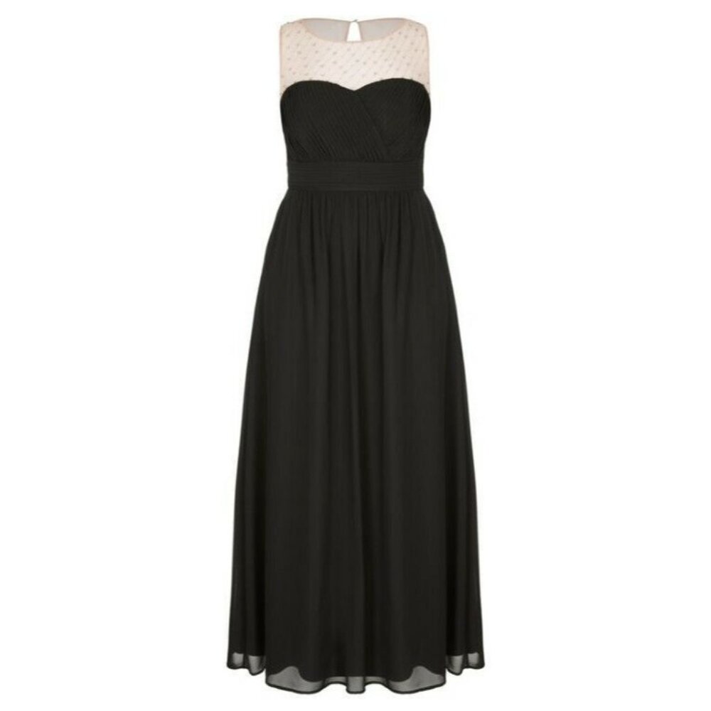 City Chic 14W Maxi Black Illusion Neck Bead Giuliana Dress New Wedding 6904